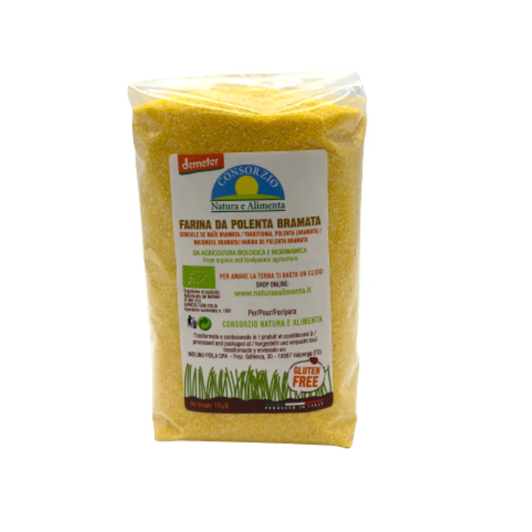 Organic italian quality traditional corn FLOUR yellow polenta 1kg