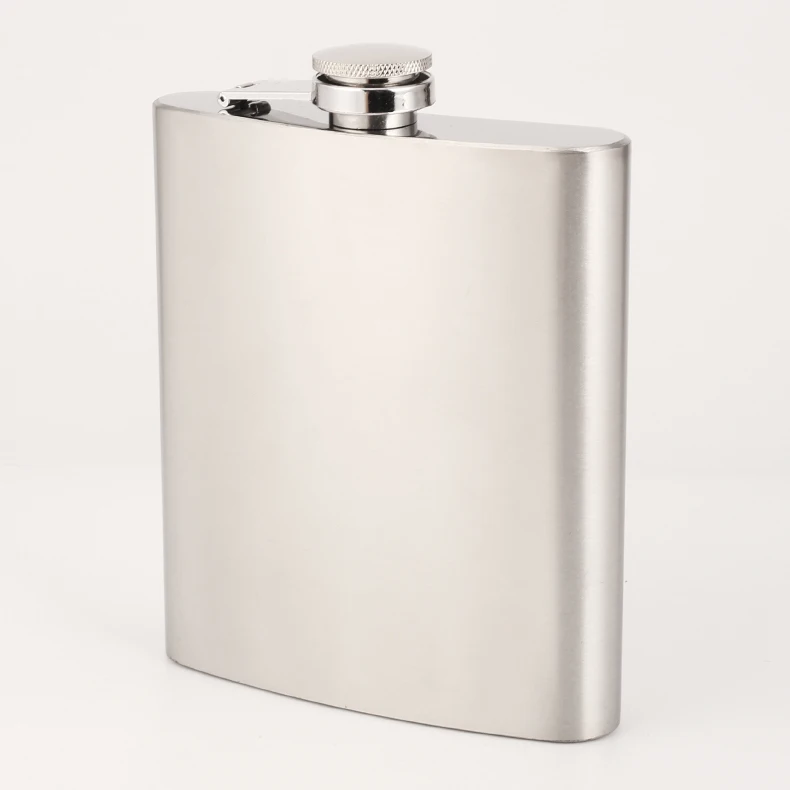 OEM 6oz original brushed stainless steel silver hip flask for liquor whisky spirit