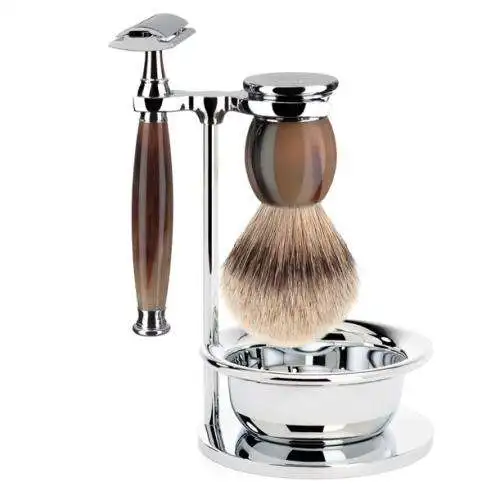 Barber Salon Man Safety Shaving Razor Set Double Edge Open Razors Long Handle + Shaving Brush Best Badger