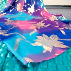 100% silk fabric chiffon metallic jacquard quality gold silver metallic chiffon