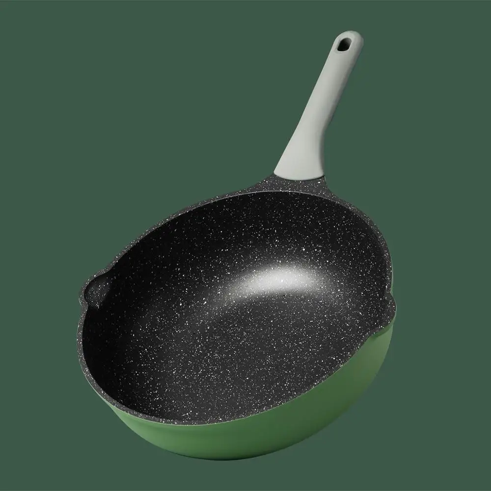 
GREENERY DIE-CASTING SERIES non-stick cookware sets pan wok big casserole sauce pan avocado green 