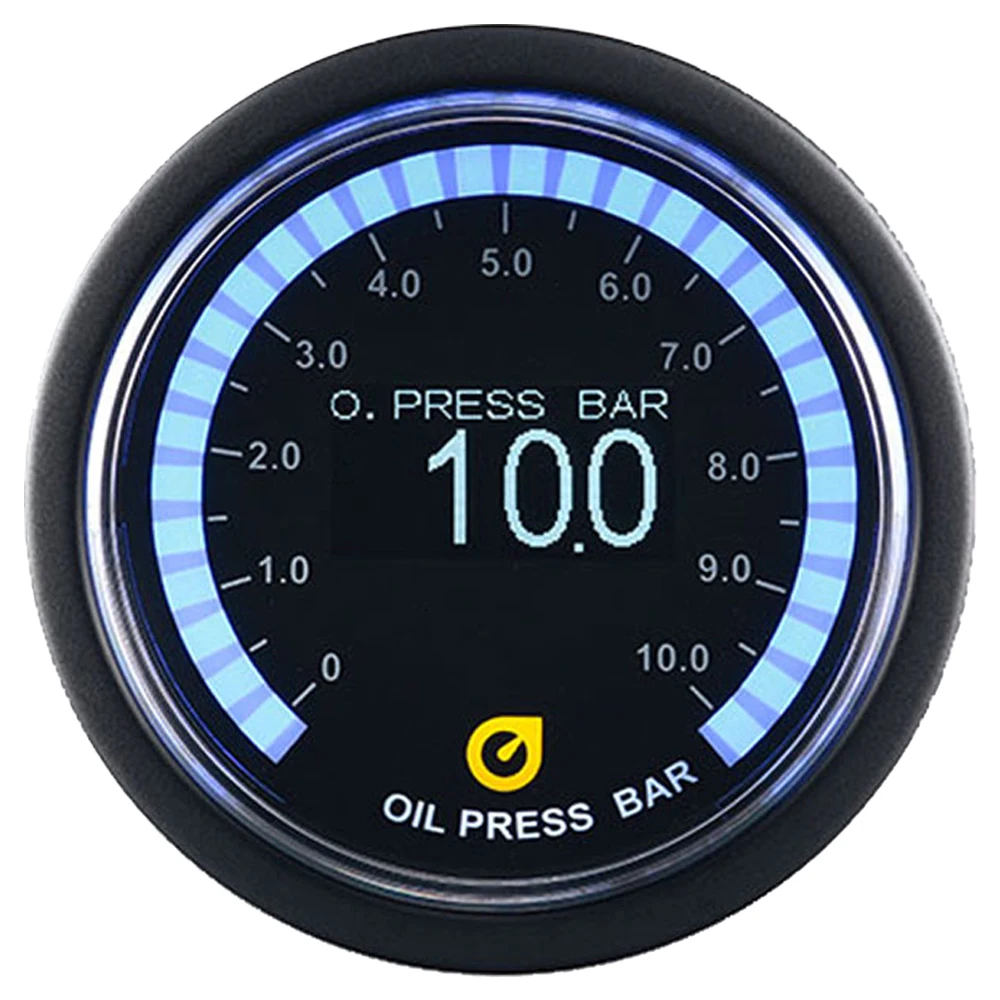 Automatic Black Panel OLED Display Digital Oil Pressure Gauge With Outer 30 LED