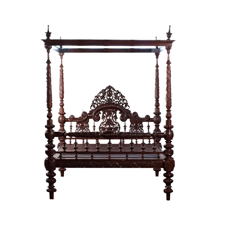 
 Антикварная индийская кровать Anglo Teakwood исключительного качества из средней викторианской эпохи  