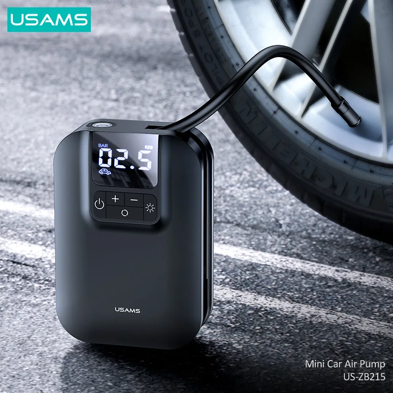 USAMS US-ZB215 80W 5000mAh Auto Electric Inflator Portable Mini Car Tire Air Pump