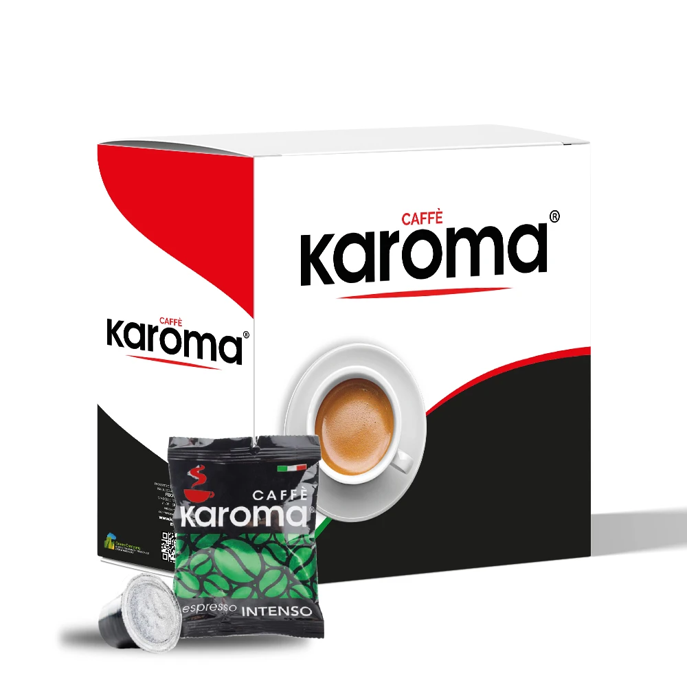 KAROMA INTENSE Blend Italian Coffee ROBUSTA Capsules NESPRESSO INSTANT COFFEE Box 100 Pcs Private Label (OEM) 128 Boxes . % Brix
