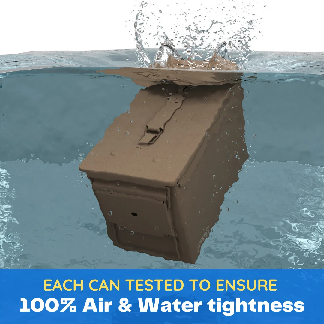 
Air and Water Tight FDE Brown 50 Cal Steel Milspec M2A1 Ammo Can by Solid Tactical 