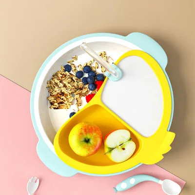  Детский многофункциональный присоска пищевая миска детская посуда витой столовая ложка вилка младенческой кремния обеда бенто ланч бокс набор с трубочкой