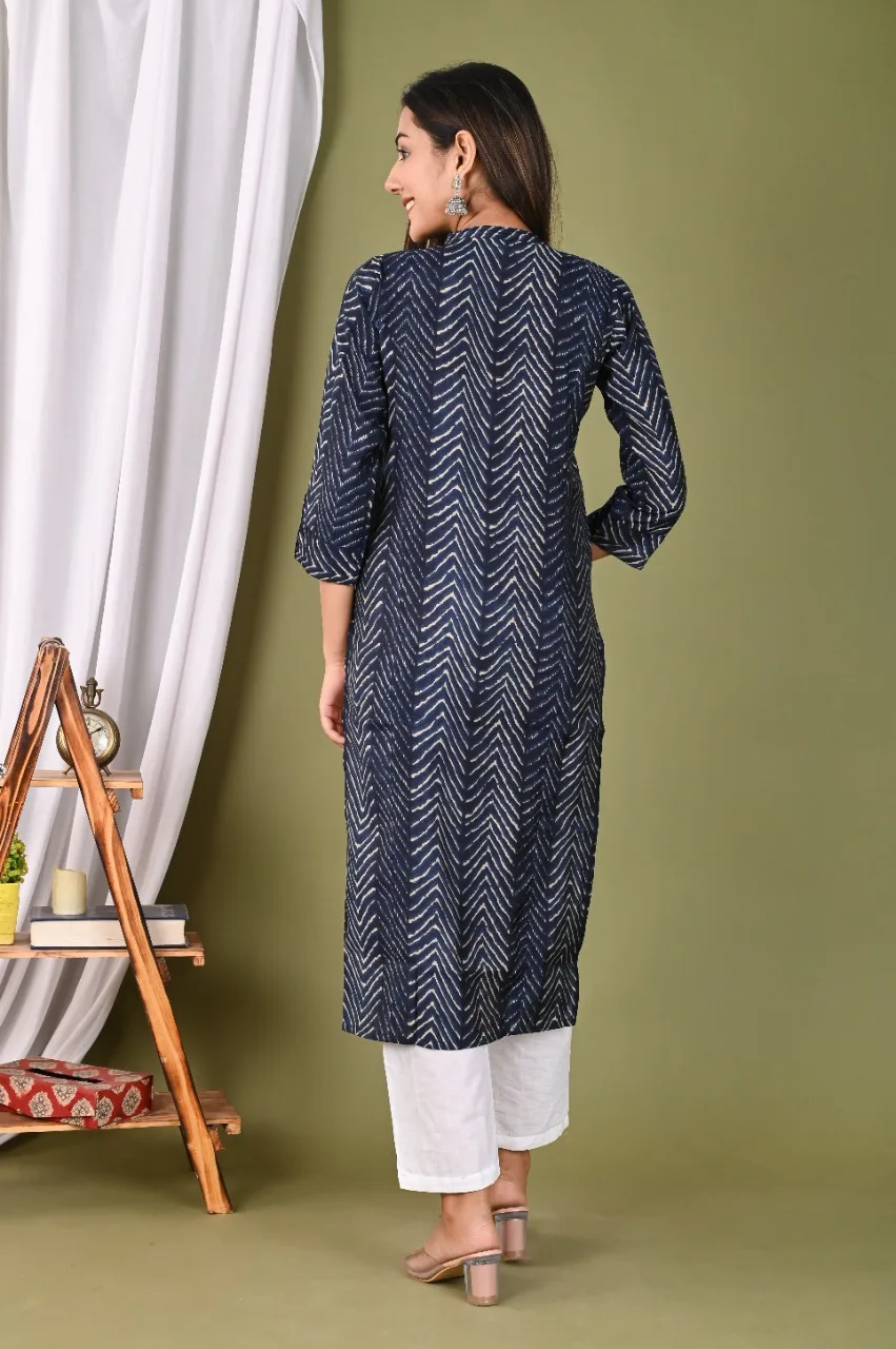 Women Fashion Printed Traditional Indian Kurti Designer Neck Long Sleeve Elegant Casual Wear Dress muslin printed rayon kurti