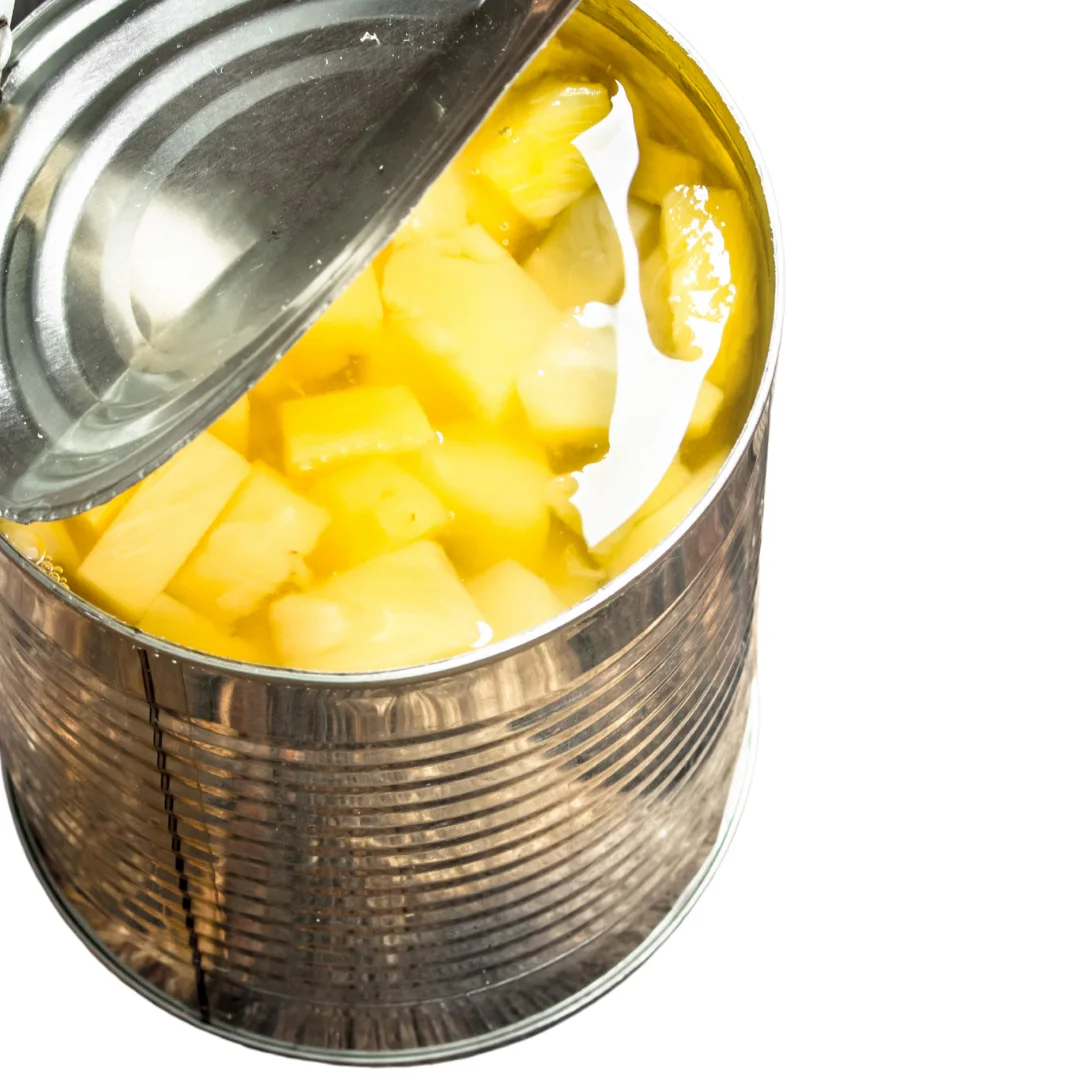 Супервкусные дешевые вьетнамские тропические консервированные фрукты OEM королевские ананасы/куски в легком сиропе