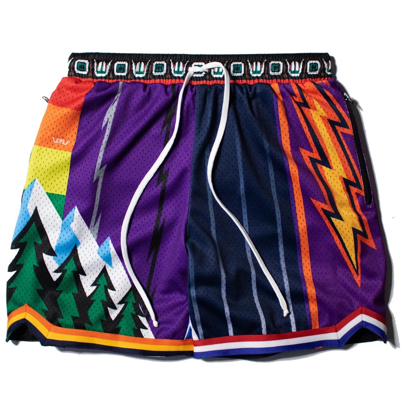 Custom designs embroidery logo mens basketball shorts with side 2 zipper pockets high quality mesh shorts