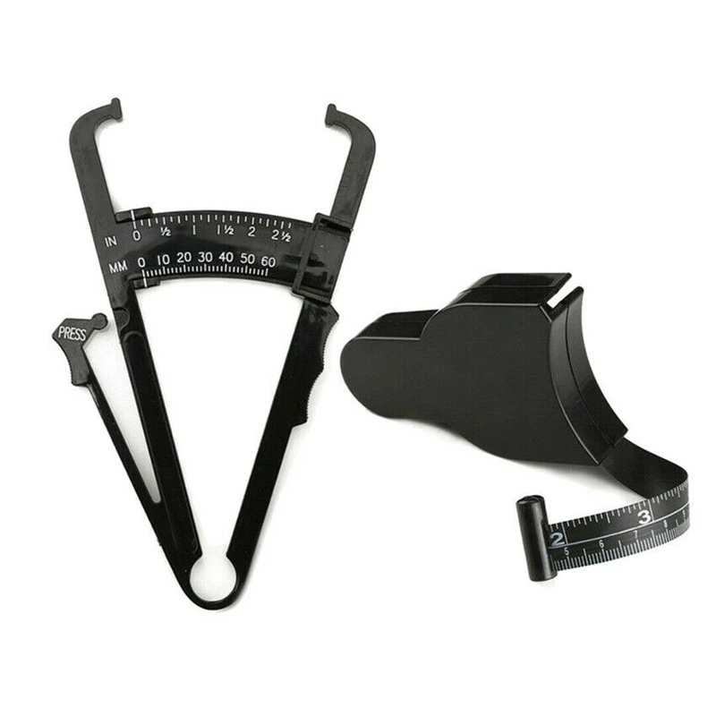 Measurement Equipment 2pc Body Fat Caliper Monitor Mass Measuring Tape Tester Skinfold Fitness
