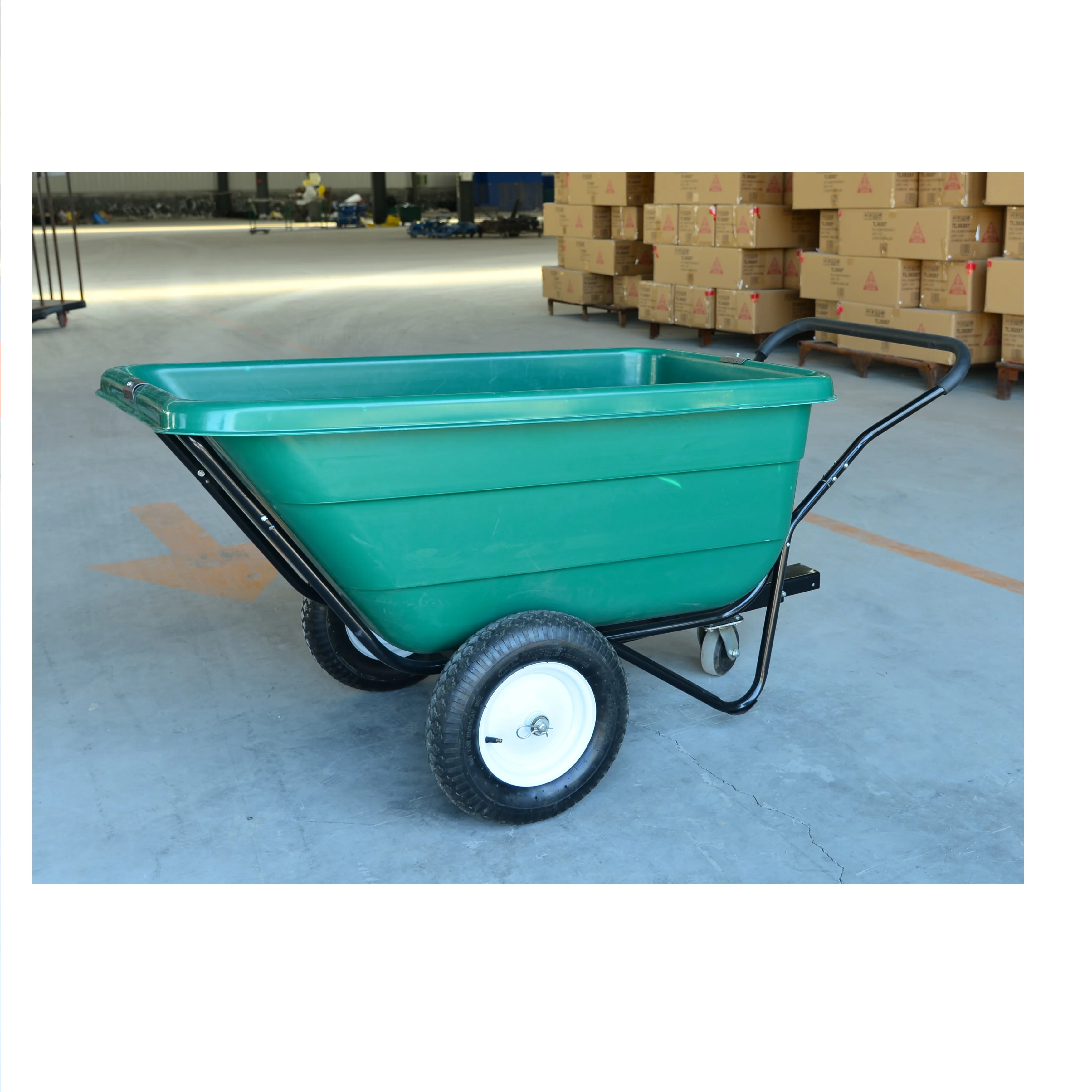 Super Load Bearing Smooth Pneumatic Wheel Heavy Duty Polythylene Bathtub Wheelbarrow TC3089