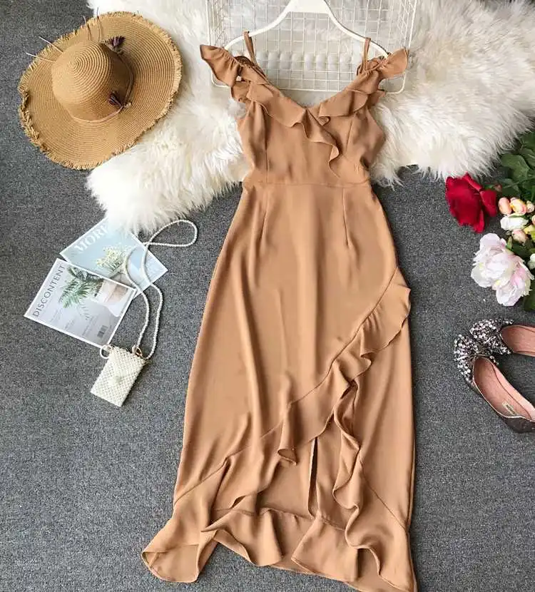 Latest Designer Girls Casual Formal Dress Short Ruffle Sleeve One Piece Black Short Dress