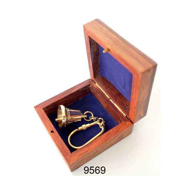 Handicrafts Metal Nautical Brass Ship Anchor Key Chain and Key ring with Wooden Box Key Rings For Gift or sale