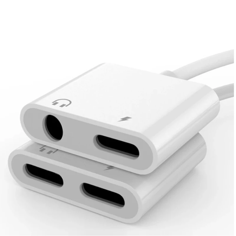 Переходник 2 в 1 с подсветкой AUX для зарядки, кабель-Сплиттер 3,5 мм для Apple iPhone XS MAX XR X 7 8 Plus, кабель-Сплиттер Aux