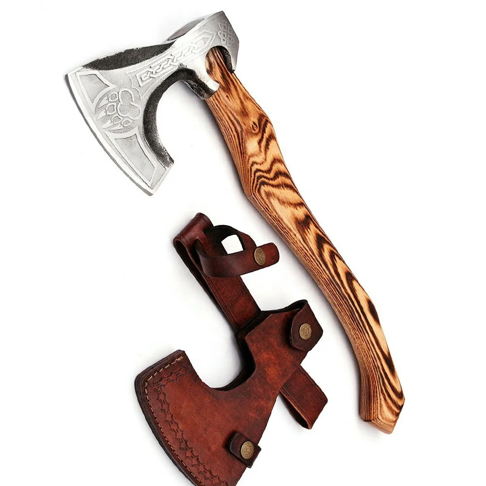 Красивое лезвие ручной работы из углеродистой стали уличный инструмент для леса охоты выживания топор Томагавк викингов травление ручка дерево