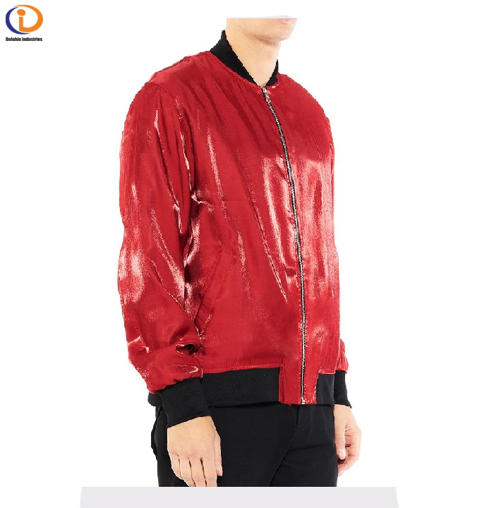 Hot New Mens Full Zip Plain Red Bomber Jacket Ribbed Collars, Cuffs And Waistband Bomber Jackets