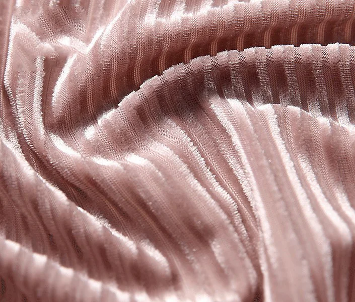 100% polyester woven Stretch Korean stock drawstring gold velvet knitted soft short plush fabric