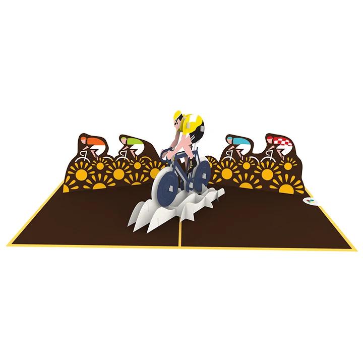 
 3D поздравительная открытка Tour de France Sport Велоспорт ручная лазерная резка оптовая продажа Вьетнам  