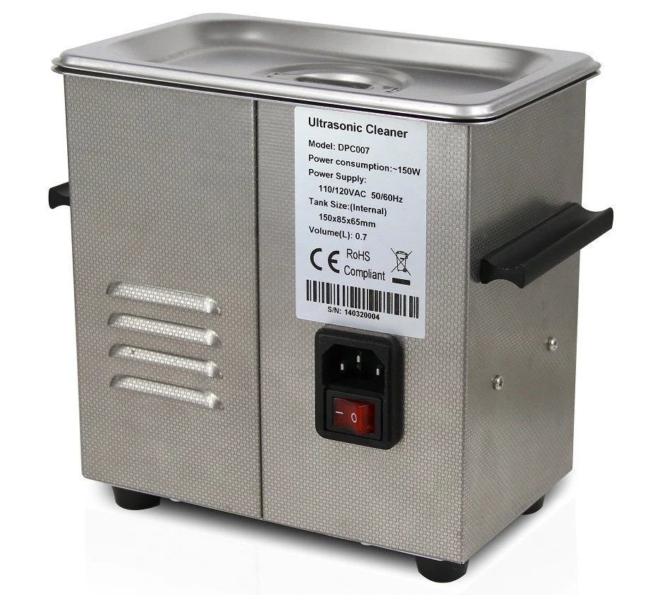 Top grade Stainless steel thick tank  Easy operation heater and timer with LED bar mini small size 0.7 Liter Ultrasonic cleaner