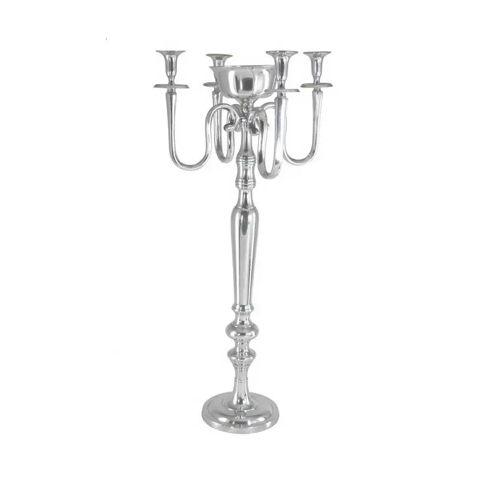 Unique Splendid Standard Size hold 5 taper Candles Stand In Silver Finished Color