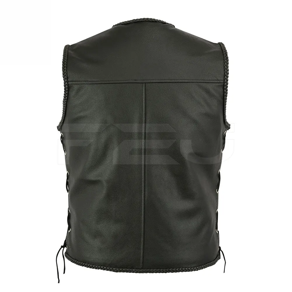 100% Genuine High Quality Leather Vest Custom Fitted Wholesale Leather Vest Accept OEM Casual Wear Regular Solid Pattern Vintage