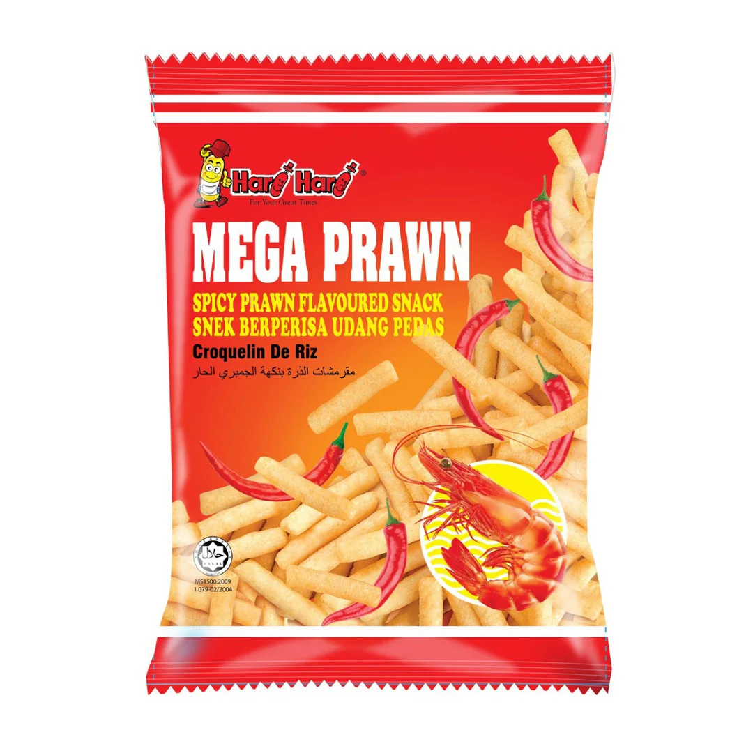 Corn Snacks Halal Snack from Malaysia Mega Prawn Chili Prawn Crackers 60gm