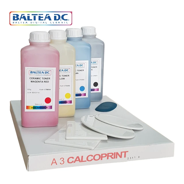 CONSUMABLES FOR CERAMIC PRINTING Italian Ceramic Toner BALTEA, direct transfer paper CALCOPRINT