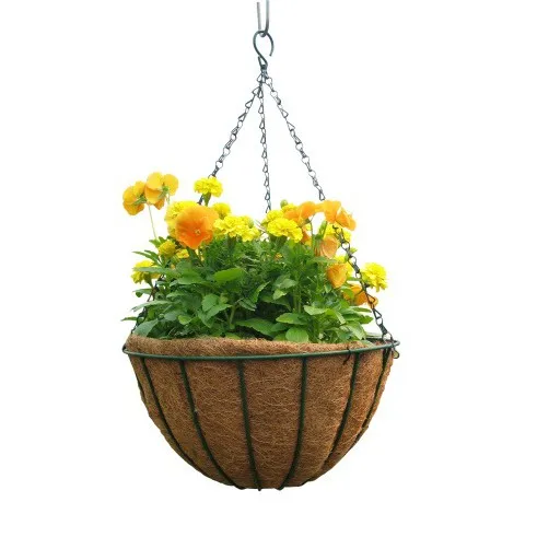 Wholesale Metal Hanging Planter Basket With Coconut Coir Liner For Indoor Outdoor Garden