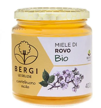 
Italian Sicilian ORGANIC HONEY - Miele Biologico - Bergi - 400 G JAR 