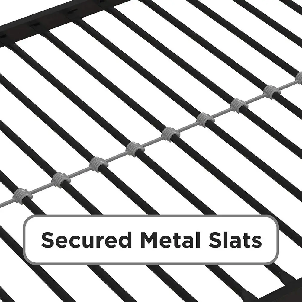 Sturdy Platform Secured Metal Slats Platform Black Color L1900 x W1370 x H381mm Bed Frame Base