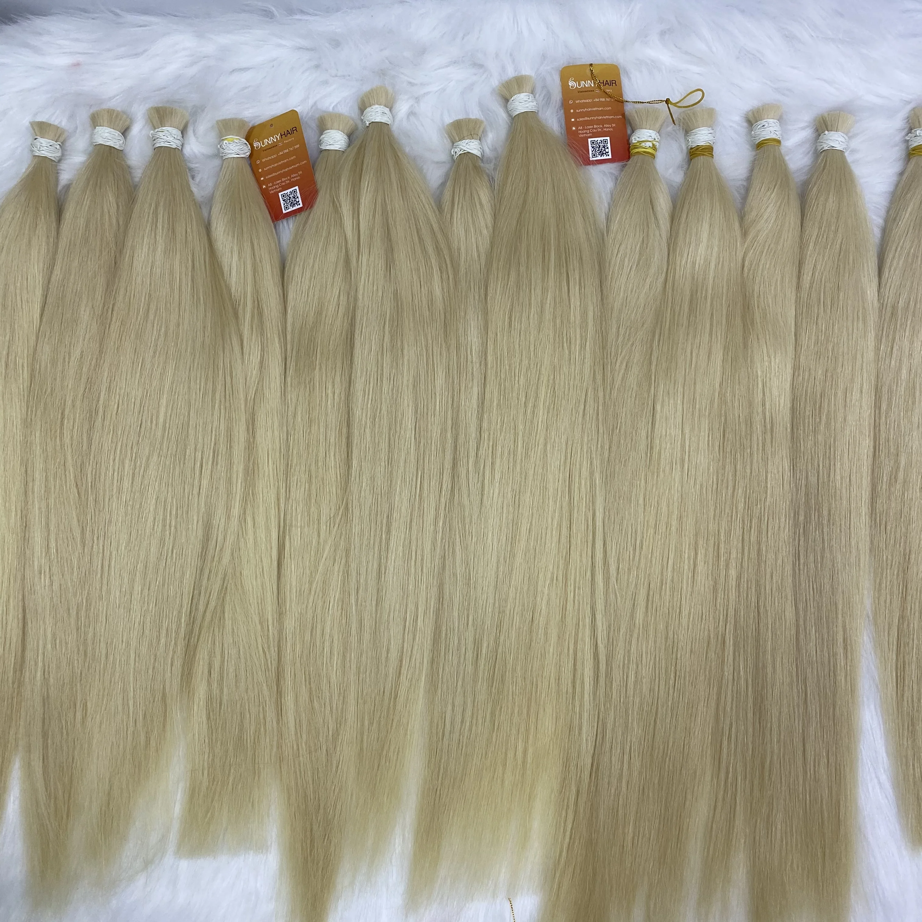 Wholesale Bone Straight Blonde Bulk Hair Extension from top Vietnam Factory