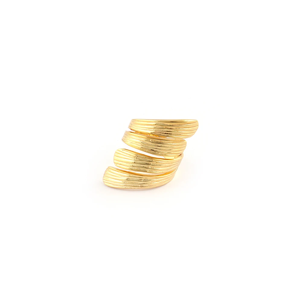 Gold Plated Brass Metal Twisted Designer Adjustable Rings Jewellery. For Casual Functions, Party Gifts Jewelry. Mode Joyas R-342