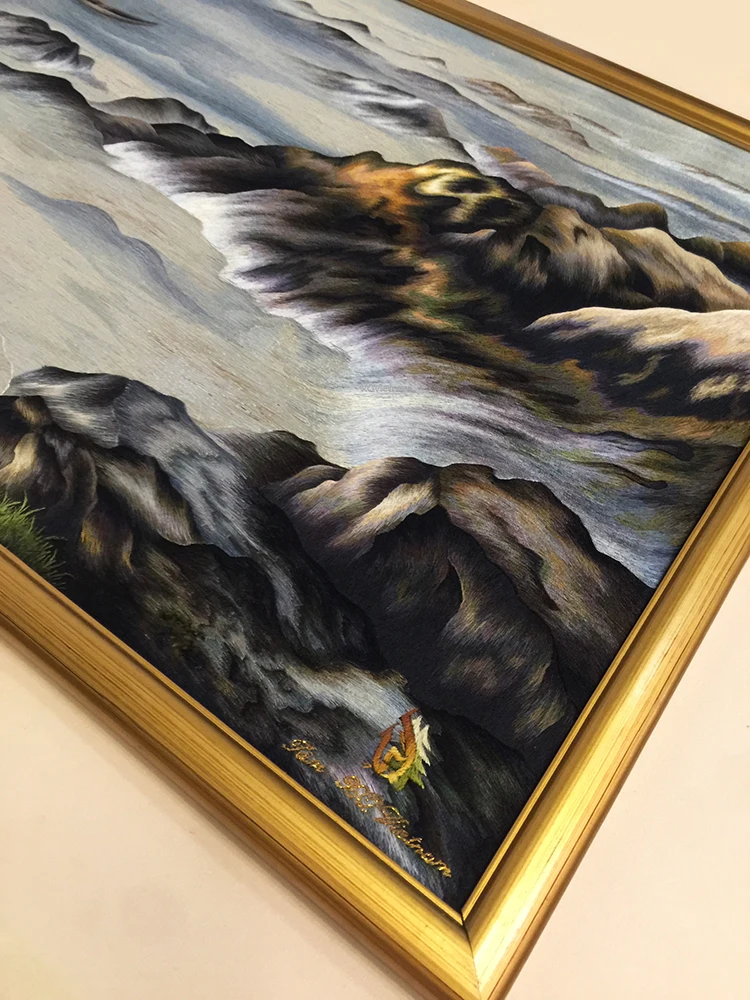 Silk Thread Embroidery Seascape Home Deco Painting From Vietnam Brand The Calling Of The Sea