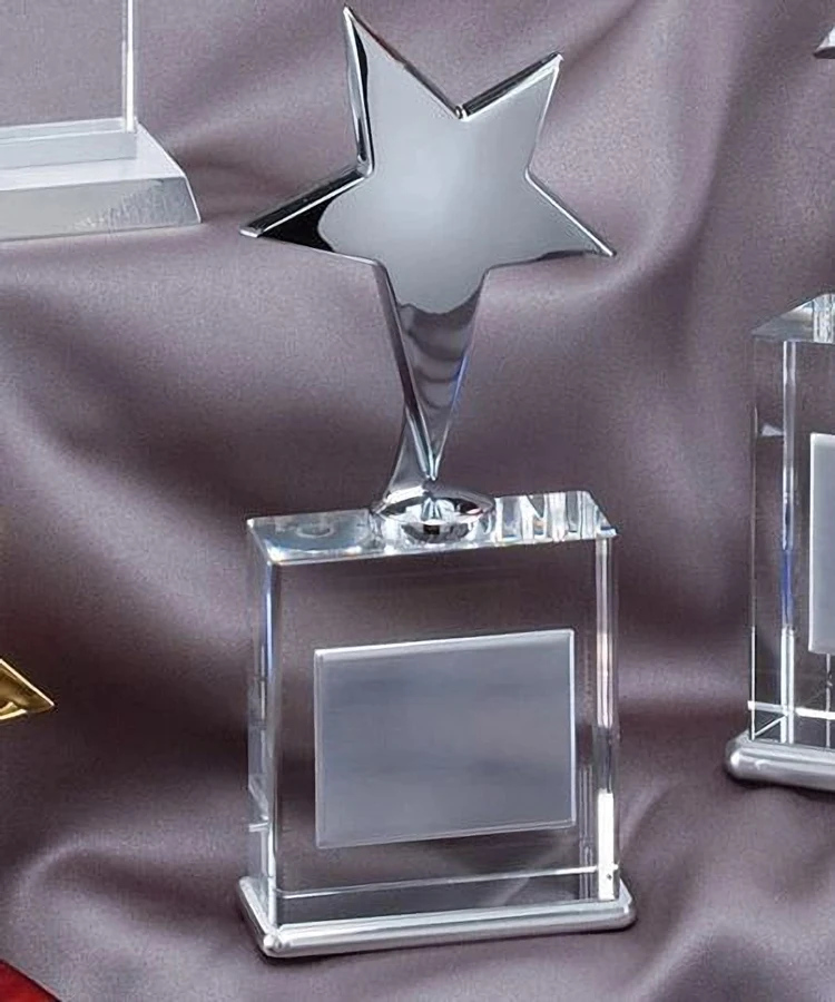 Exquisite Silver Finished Cast Metal Star Crystal  Awards