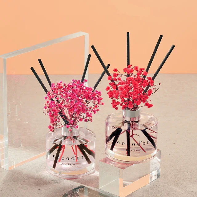 Reed Diffuser with Preserved Flower, cocodor, Refreshing Air Reed Diffuser, Fragrance, 6.7oz