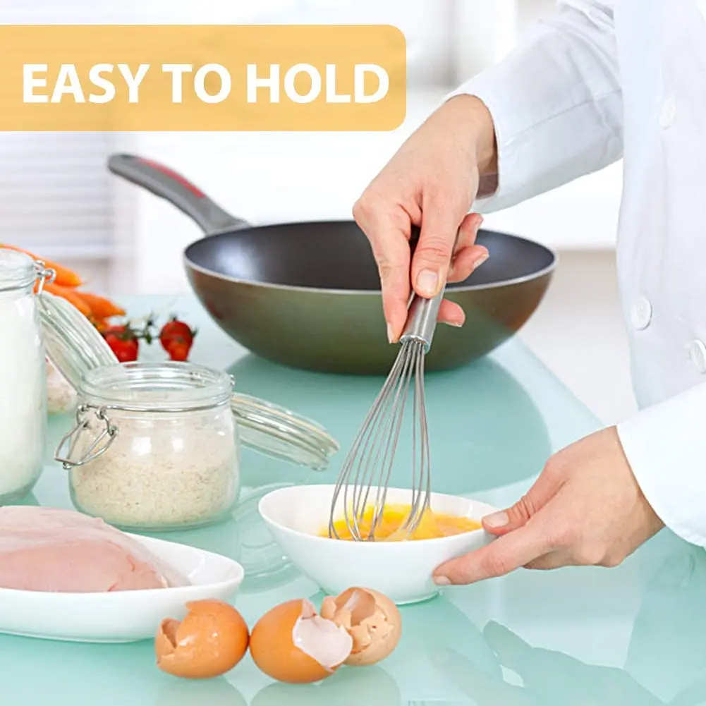 Factory Direct Kitchen Accessories Food Grade Stainless Steel 12 Inch Manual Egg Whisk