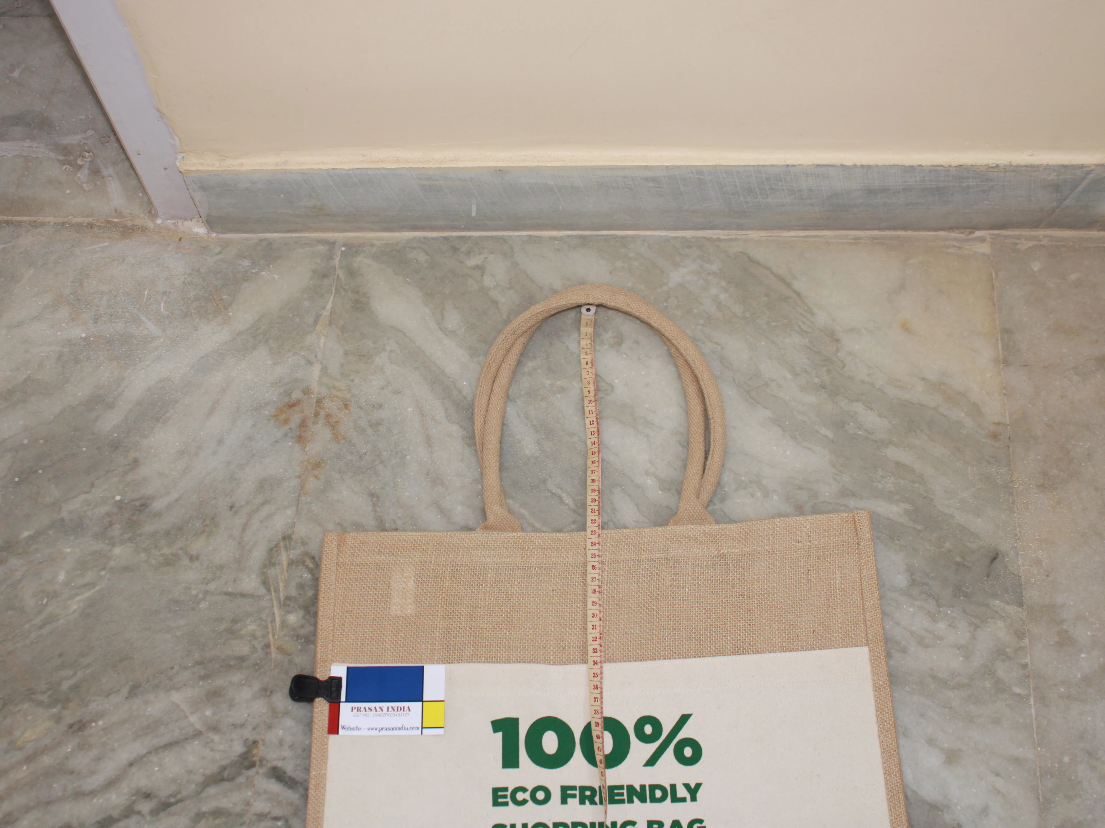 jute bag with front canvas pocket