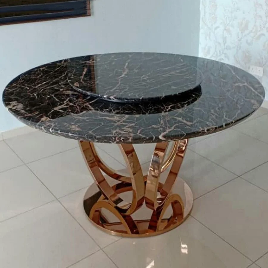 Glass MDF top metallic wedding round rose gold table decor for 8 10 people