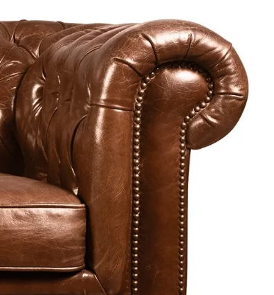 THREE SEAT CHESTERFIELD SOFA 888, REAL LEATHER LIVING ROOM SOFA SET