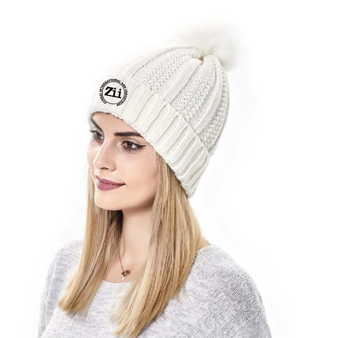 Hat warm fur ball cap pom poms winter hat for women knitted beanies cap brand thick female cap winter hat logo beanie satin line