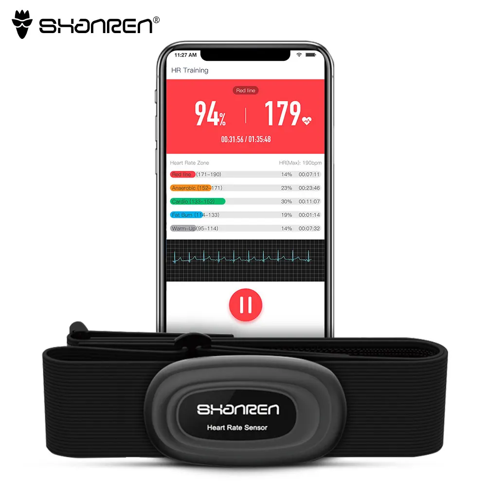 
BLE5.0/ANT+ Chest Strap Tacker Smart Watch Fitness Heart Rate Monitor 