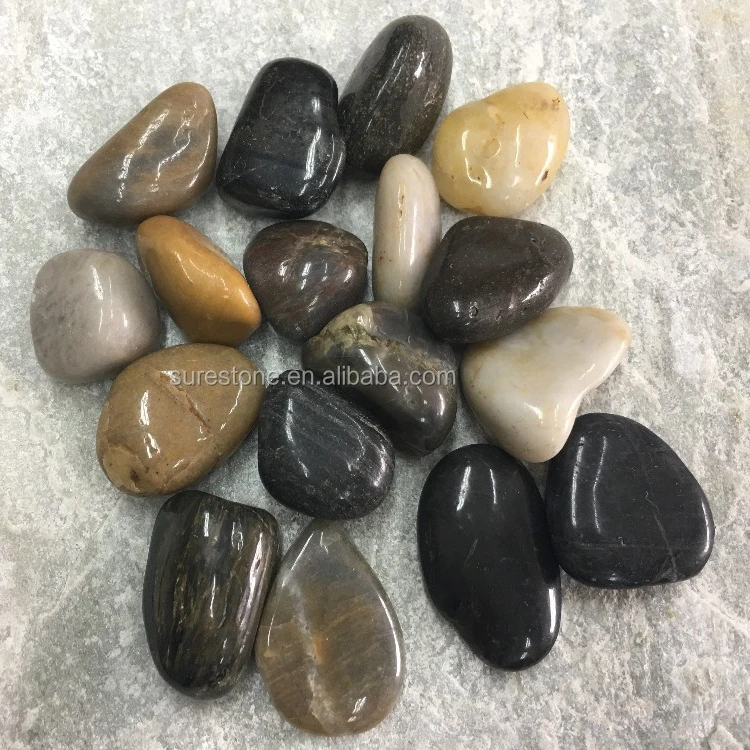 Natural multicolor mixed color polished pebbles river rock stone for aquarium landscaping