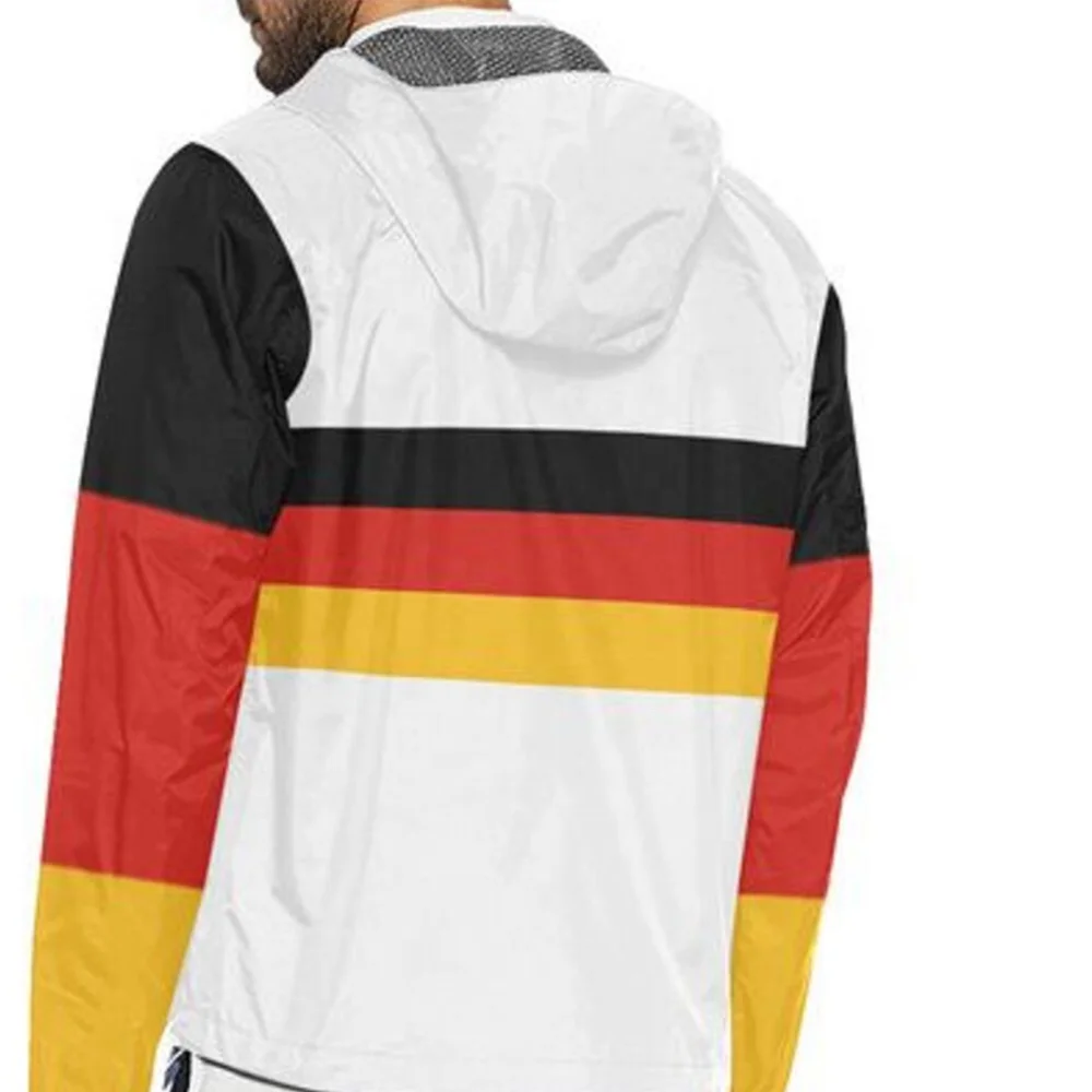 Custom windbreaker high visibility men/German Flag Color Block Stripes All Over Print Windbreaker for Unisex