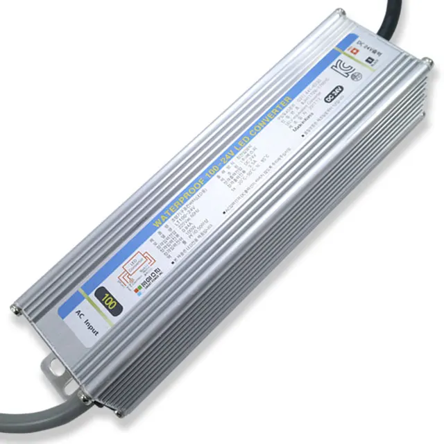 Светодиодный драйвер постоянного тока, постоянный и переменный ток, 24 В, 100 Вт, Водонепроницаемый Импульсный источник питания IP67 SMPS для светодиодных осветительных модулей, Сделано в Корее