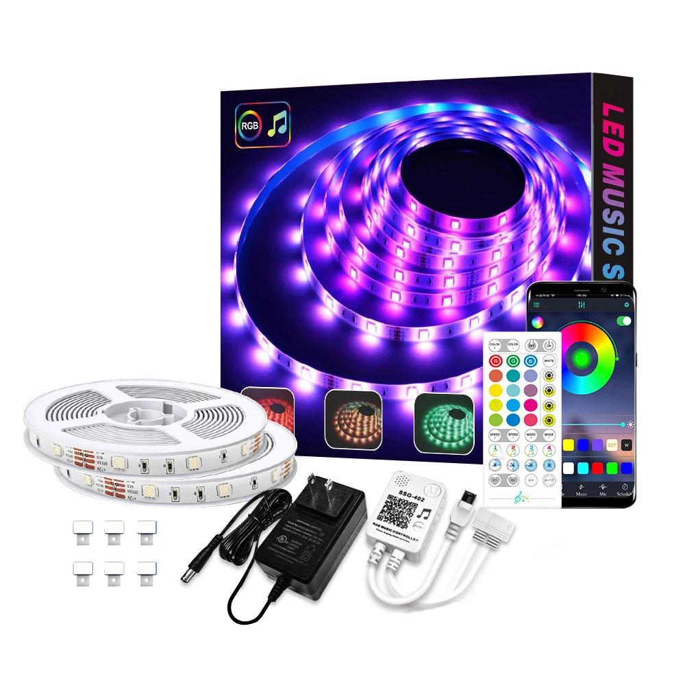 Waterproof RGB LED Smart Strip Light  Kit via App Music Control for Smart Home Lighting