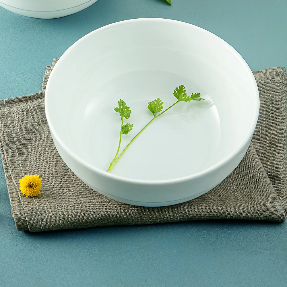 OEM White porcelain Salad bowl, Pho bowl hot trend wholesale for hotel restaurant with Available Sample