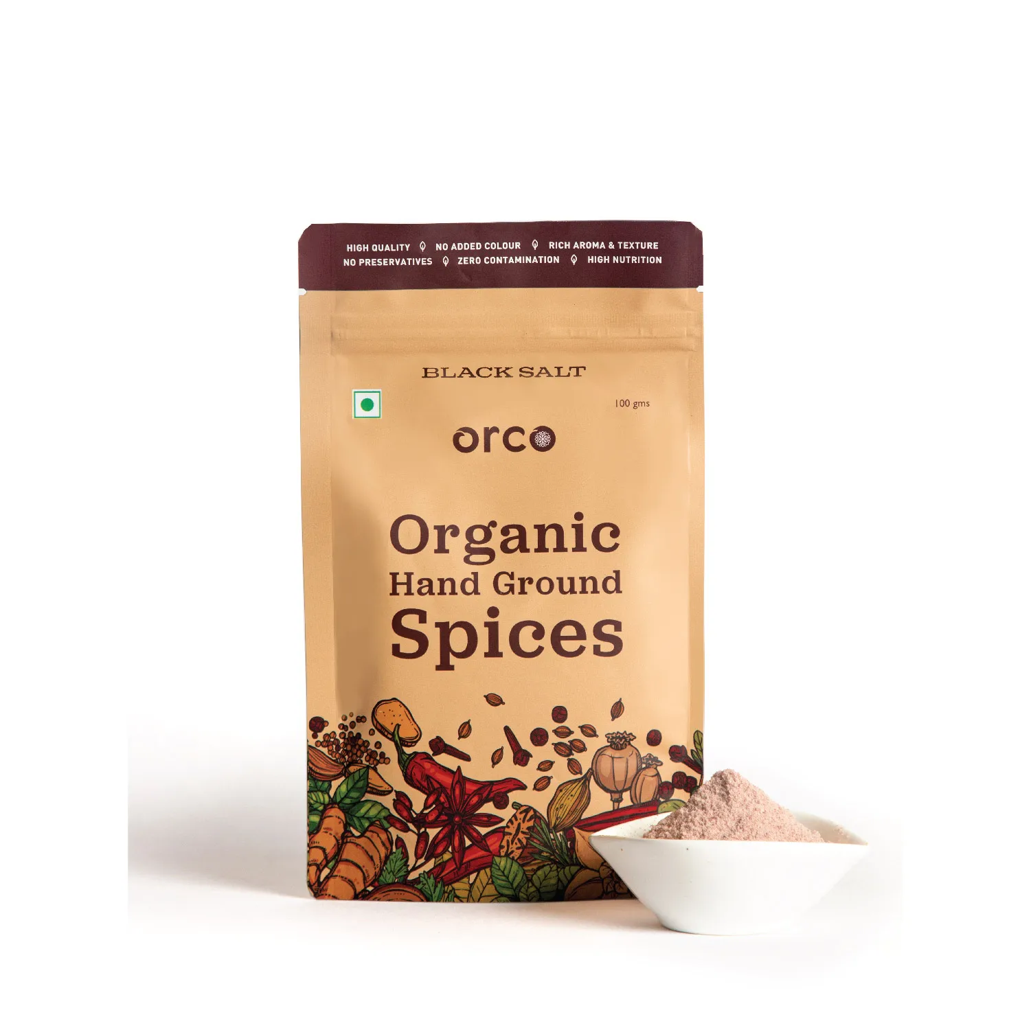 ORCO Высококачественная Органическая черная соль (Kala Namak) из Индии по оптовой цене | Свежая ручная заточка и Чакки, Сертификат USDA