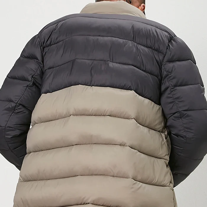 oem manufacturers custom colorblock zip opening puffer jacket coat winter men