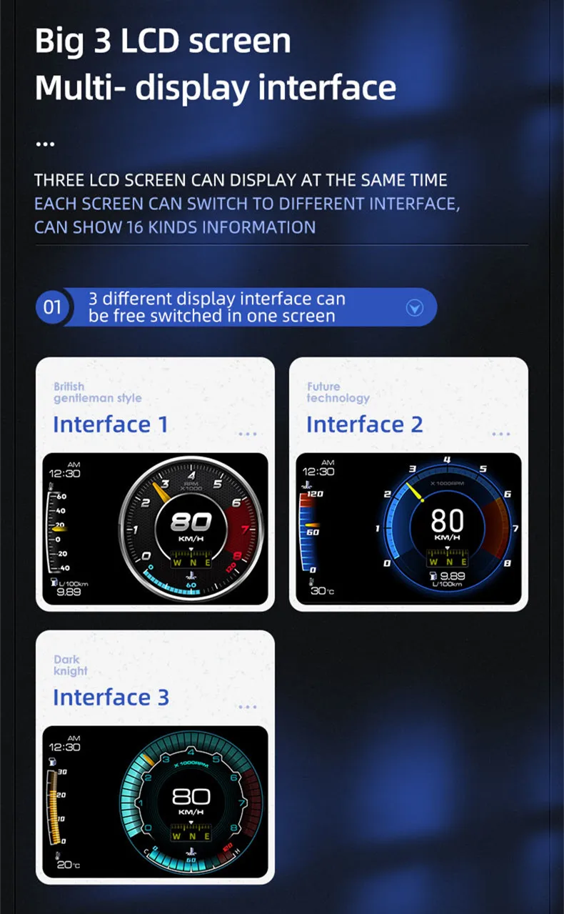 Новинка 2021 лидер продаж автомобильная навигация Acclope Прямая поставка с завода Мультифункциональные ЖК-экраны OBD2 + GPS HUD для автомобилей